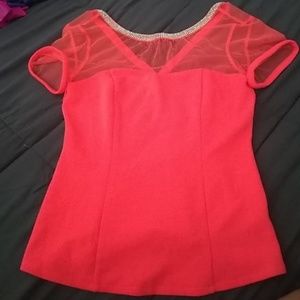 Coral rhinestone top